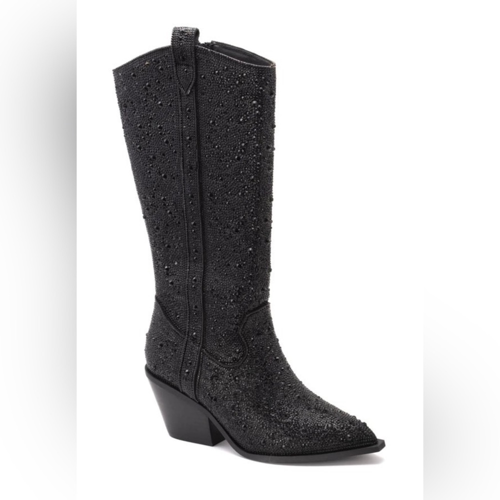 New without Box Western Black Sparkle Rhinestone Wide Calf Cowboy Boots